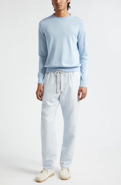 Shop Agnona Hemp Blend Tapered Pants In Chambray