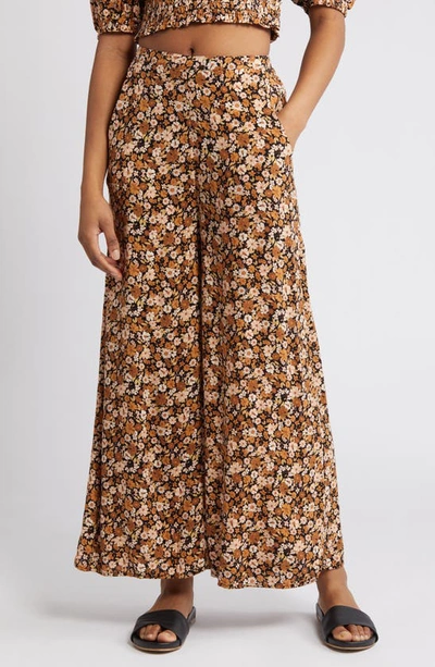 Shop Rip Curl Sea Of Dreams Floral Print Wide Leg Pants In Brown