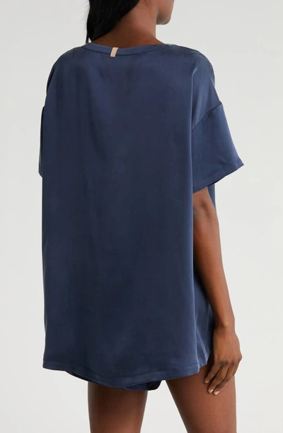 Lunya Washable Silk Short Pajamas In Deep Blue