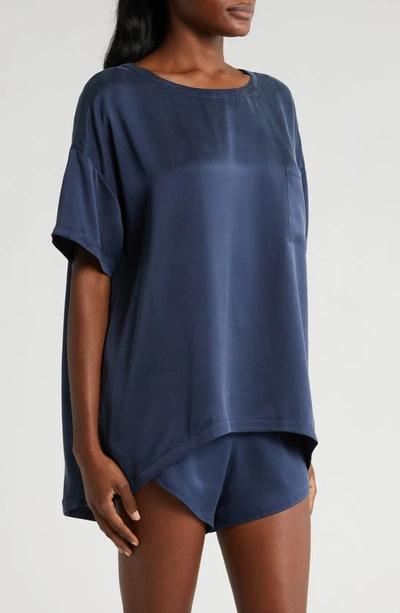 Lunya Washable Silk Short Pajamas In Deep Blue