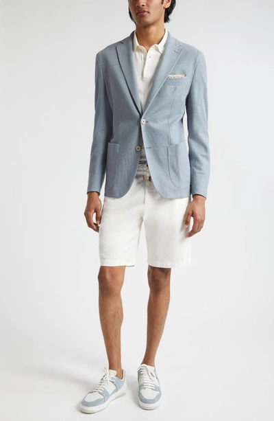 Shop Eleventy Single Breasted Cotton Knit Sport Coat In Baby Blue