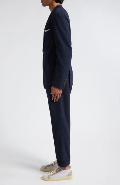 Shop Eleventy Check Pattern Knit Two-piece Suit In Blue