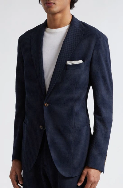 Shop Eleventy Check Pattern Knit Two-piece Suit In Blue