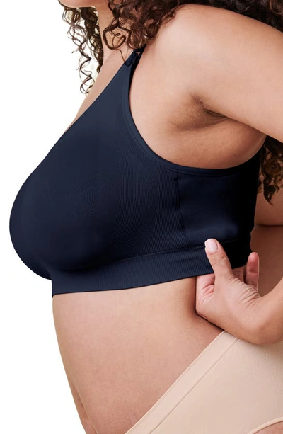 Shop Bravado Designs Body Silk Seamless Recycled Nylon Blend Wireless Maternity/nursing Bra In Navy