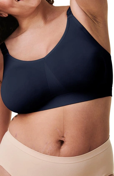 Shop Bravado Designs Body Silk Seamless Recycled Nylon Blend Wireless Maternity/nursing Bra In Navy