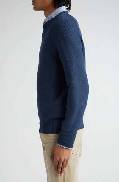 Shop Tom Ford Textured Stitch Wool & Silk Crewneck Sweater In Royal Blue