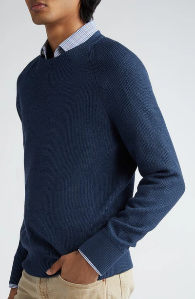 Shop Tom Ford Textured Stitch Wool & Silk Crewneck Sweater In Royal Blue