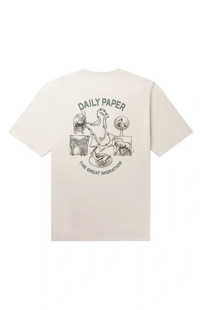 Shop Daily Paper Migration Cotton Graphic T-shirt In Moonstruck Beige