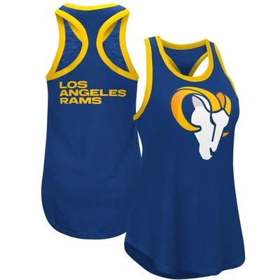 Shop G-iii 4her By Carl Banks Navy Los Angeles Rams Tater Tank Top In Royal