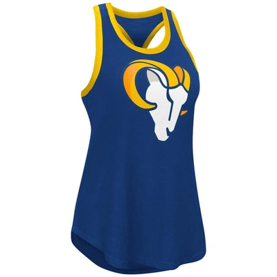 Shop G-iii 4her By Carl Banks Navy Los Angeles Rams Tater Tank Top In Royal