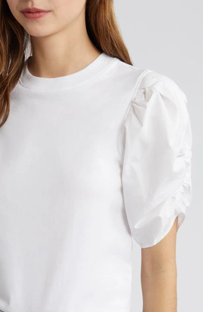 Shop Frame Ruched Sleeve Organic Cotton T-shirt In White