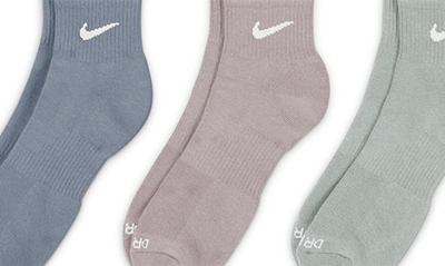Shop Nike Kids' Assorted 3-pack Dri-fit Everyday Plus Cushioned Ankle Socks In Grey Multicolor