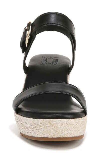 Naturalizer Stella Womens Leathe Ankle Strap Wedge Sandals In Black Leather