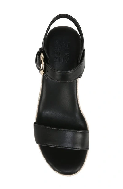 Naturalizer Stella Womens Leathe Ankle Strap Wedge Sandals In Black Leather