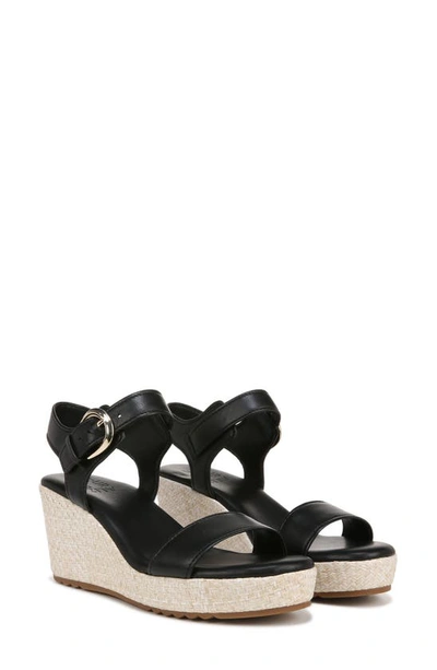 Shop Naturalizer Stella Ankle Strap Platform Wedge Sandal In Black Leather