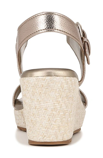 Naturalizer Stella Ankle Strap Platform Wedge Sandal In Warm Silver Leather