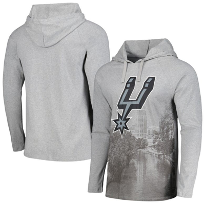 Shop Stadium Essentials Heather Gray San Antonio Spurs Atrium Raglan Long Sleeve Hoodie T-shirt
