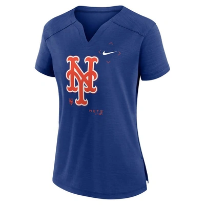 Shop Nike Royal New York Mets Pure Pride Boxy Performance Notch Neck T-shirt