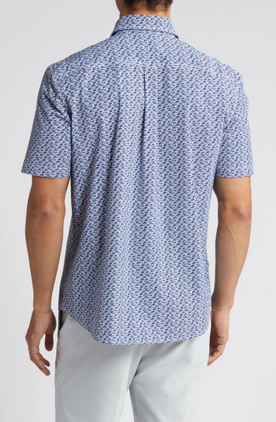 Shop Johnnie-o Bento Knit Short Sleeve Button-up Shirt In Lake