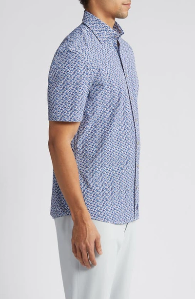 Shop Johnnie-o Bento Knit Short Sleeve Button-up Shirt In Lake