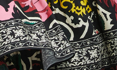 Shop Alice And Olivia Alice + Olivia Loyce Mixed Print High-low Maxi Dress In Monarch Black Medium