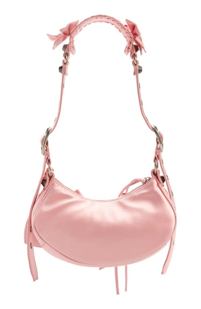 Shop Balenciaga Extra Small Le Cagole Satin Shoulder Bag In Pink