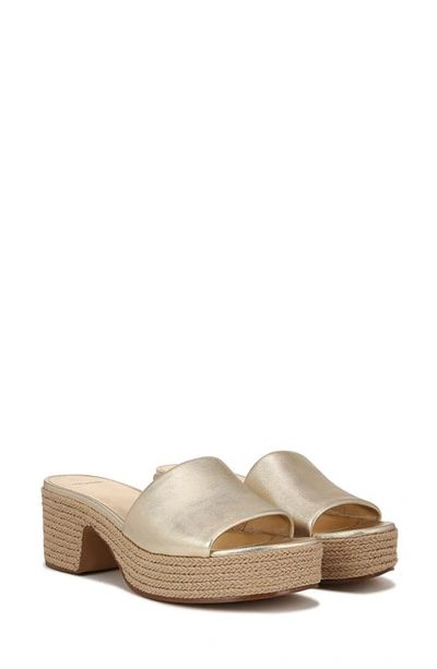 Vince Margo Metallic Espadrille Slide Sandals In Champagne