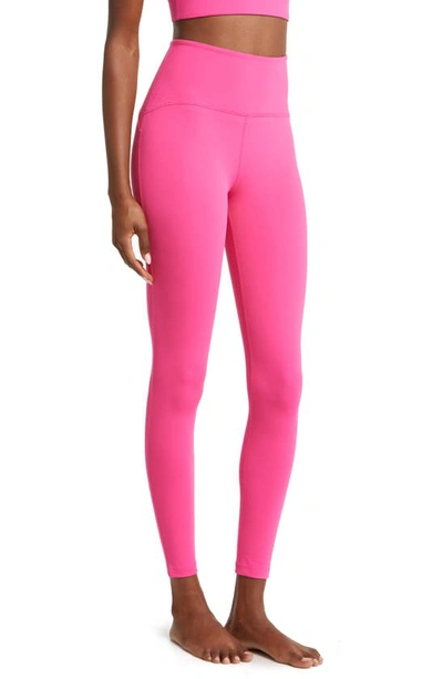 Shop Beyond Yoga Powerbeyond™ Strive High Waisted Midi Leggings In Pink Energy