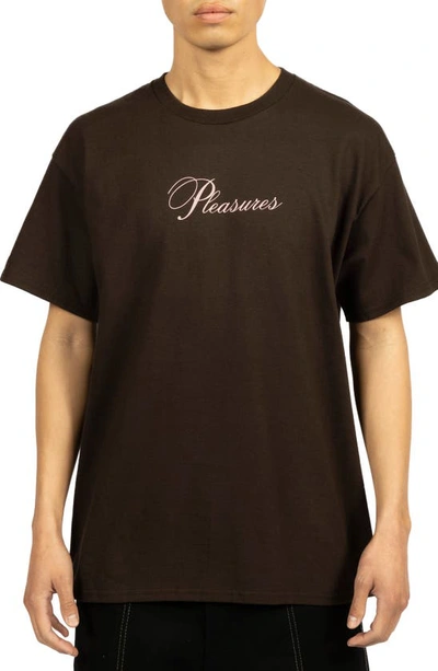 Shop Pleasures Stack Cotton Graphic T-shirt In Brown