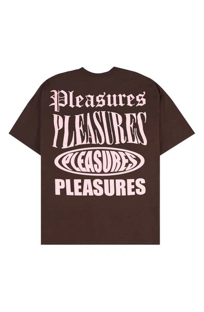 Shop Pleasures Stack Cotton Graphic T-shirt In Brown