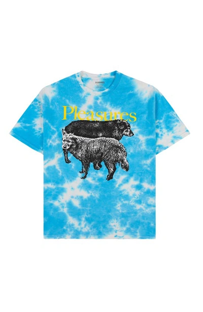 Shop Pleasures Wet Dogs Tie Dye Cotton Graphic T-shirt In Blue Dye