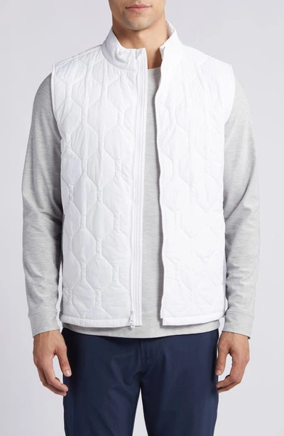 Shop Peter Millar Blitz Water Resistant Onion Quilted Nylon Vest In White/ Gale Grey
