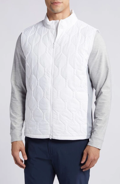 Shop Peter Millar Blitz Water Resistant Onion Quilted Nylon Vest In White/ Gale Grey