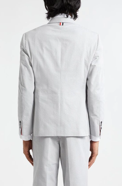 Shop Thom Browne Stripe Cotton Seersucker Blazer In Light Grey