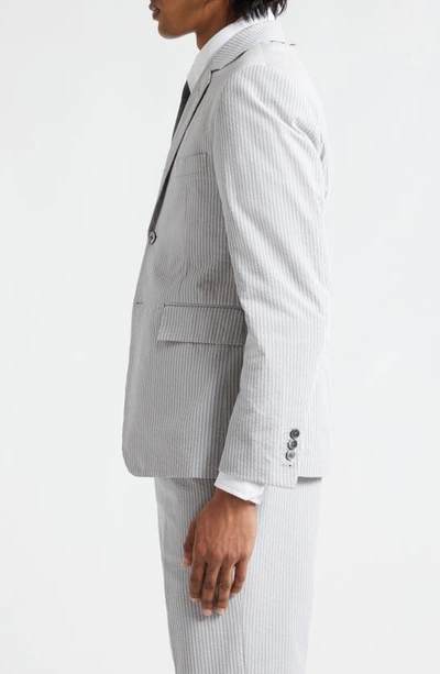 Shop Thom Browne Stripe Cotton Seersucker Blazer In Light Grey