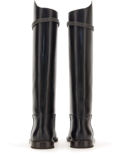 Shop Brunello Cucinelli Leather Boot In Black