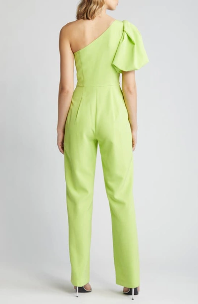 Shop Eliza J One-shoulder Jumpsuit In Lime