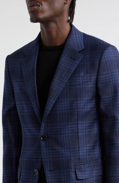 Shop Zegna Plaid Achillfarm Wool & Silk Sport Coat In Navy