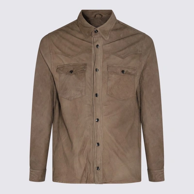 Shop Giorgio Brato Brown Leather Western Jacket In <p>brown Leather Western Jacket From  Featuring Western-style Panelling, Classic Collar