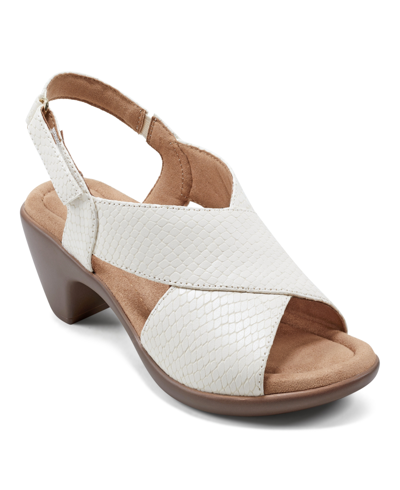 Easy Spirit Chantal Womens Comfort Insole Faux Leather Heels In White Snake Leather