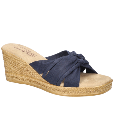 Shop Easy Street Women's Ghita Slip-on Wedge Sandals In Navy Crepe
