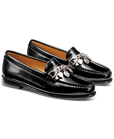 Shop Gh Bass Women's Weejuns Whiney Charm Chain-trim Loafers In Black