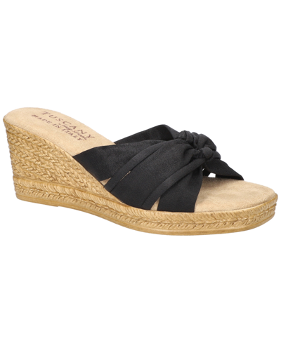 Shop Easy Street Women's Ghita Slip-on Wedge Sandals In Black Crepe
