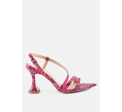 Shop London Rag Cherry Tart Snake Print Spool Heel Sandals In Neon Pink