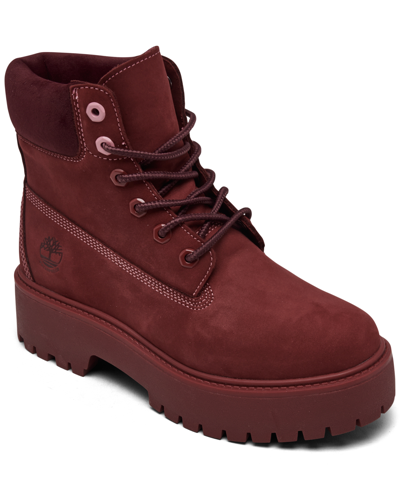Shop Timberland Women's Stone Street 6" Water-resistant Platform Boots From Finish Line In Dark Red Nubuck