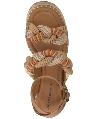 Shop Lucky Brand Women's Jewelly Braided Ankle-strap Espadrille Platform Sandals In Sunset Multi Leather