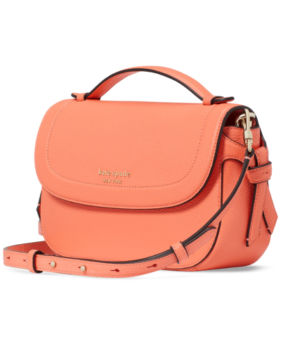Shop Kate Spade Knott Pebbled Leather Top Handle Small Crossbody In Melon Ball