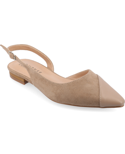 Journee Collection Daphnne Cap Toe Slingback Flat In Taupe