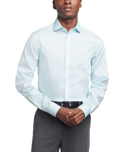 Shop Calvin Klein Men's Steel Plus Slim Fit Modern Pin Cord Dress Shirt In Mint Julip