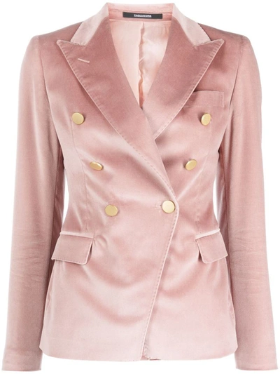 Shop Tagliatore Alicya Double Breasted Blazer Clothing In Pink &amp; Purple